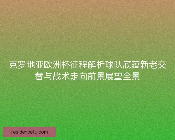 克罗地亚欧洲杯征程解析球队底蕴新老交替与战术走向前景展望全景