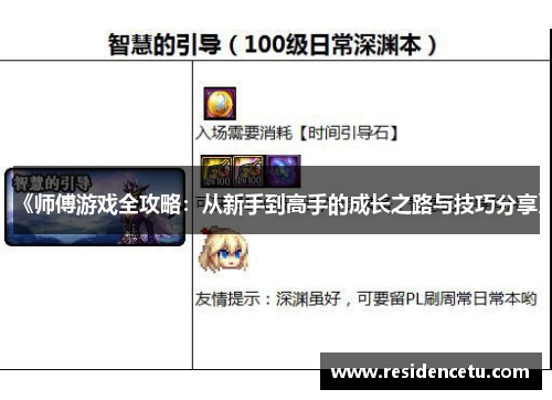 《师傅游戏全攻略：从新手到高手的成长之路与技巧分享》